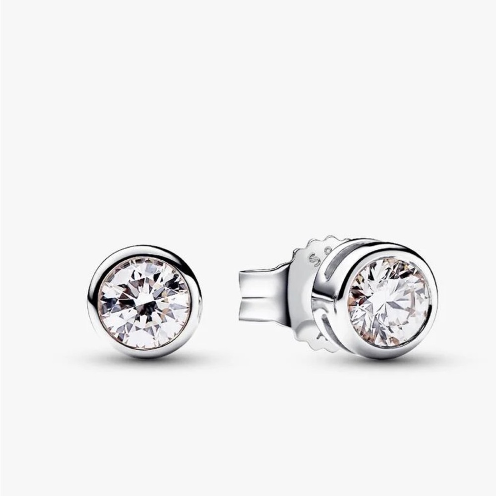 Pandora Era Bezel Sterling Silver Lab-grown Diamond Earrings - 2 pairs for sale!